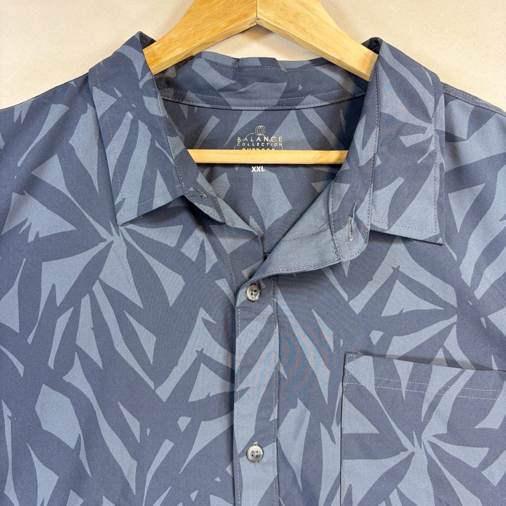 NEW Balance Collection Shirt Mens XXL Blue Palm Performance Outdoor Hiking Golf - Picture 5 of 13